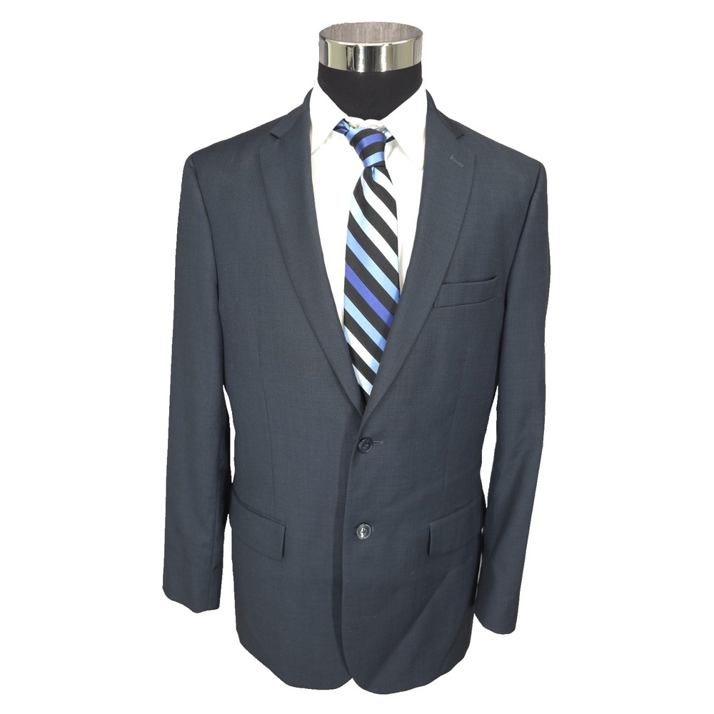 Jos‎ A Bank Travelers Blazer Jacket Mens 41 L Blue Slim Fit Sports Coat 2 B Wool